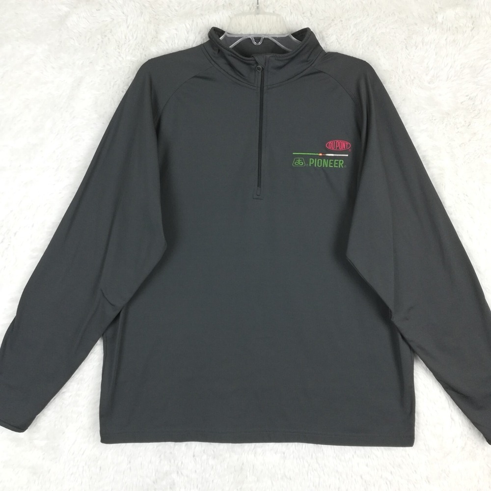 Pioneer Sport Tek Sweatshirt Mens Gray Lightweight 1/2 Zip Pullover Logo L